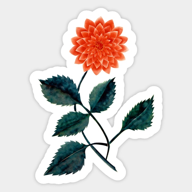 Red Dahlia Flower 19th Century, Mary Altha Nims Sticker by rocketshipretro